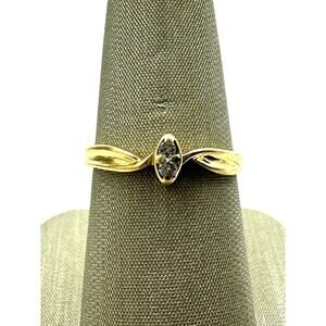 10K Yellow Gold & Diamond in Marquise Setting Ring (13175)